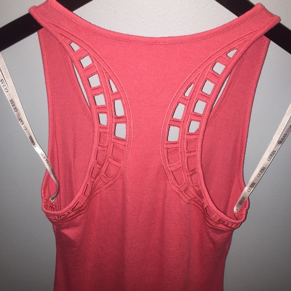 GUESS Racerback Highlow Crochet Dress in Coral - Picture 5 of 6